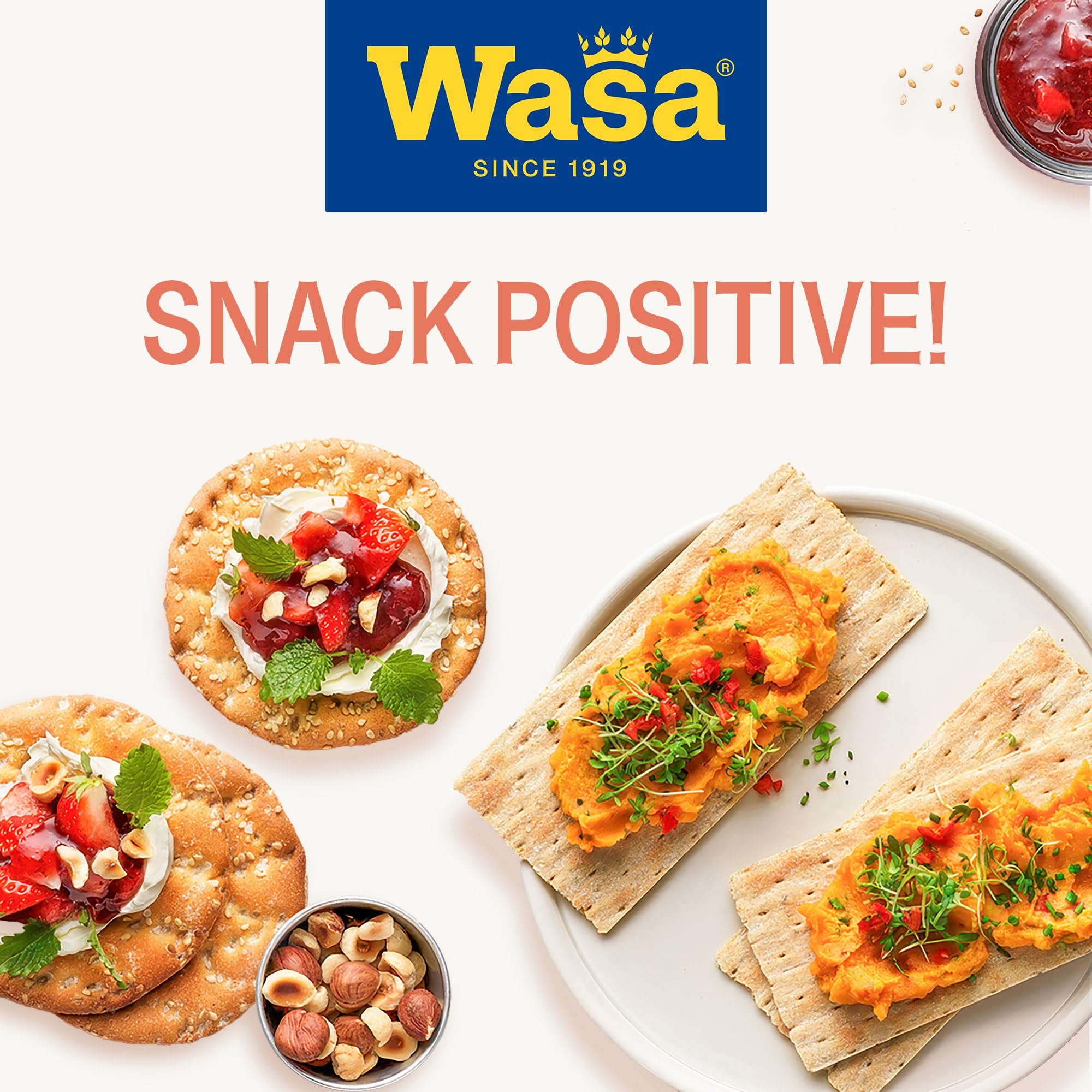 Wasa Tasty Snacks Sesame & Sea Salt Rounds 8x 235g | Rundes Knäckebrot aus Weizen mit Sesam und Meersalz
