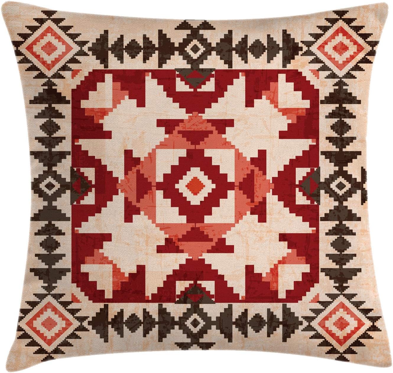 Ambesonne Tribal Throw Pillow Cushion Cover, Original National Heritage Maya Pyramids Local Region Esoteric Myth Motive, Decorative Square Accent Pillow Case, 16" X 16", Maroon 16" x 16" Maroon