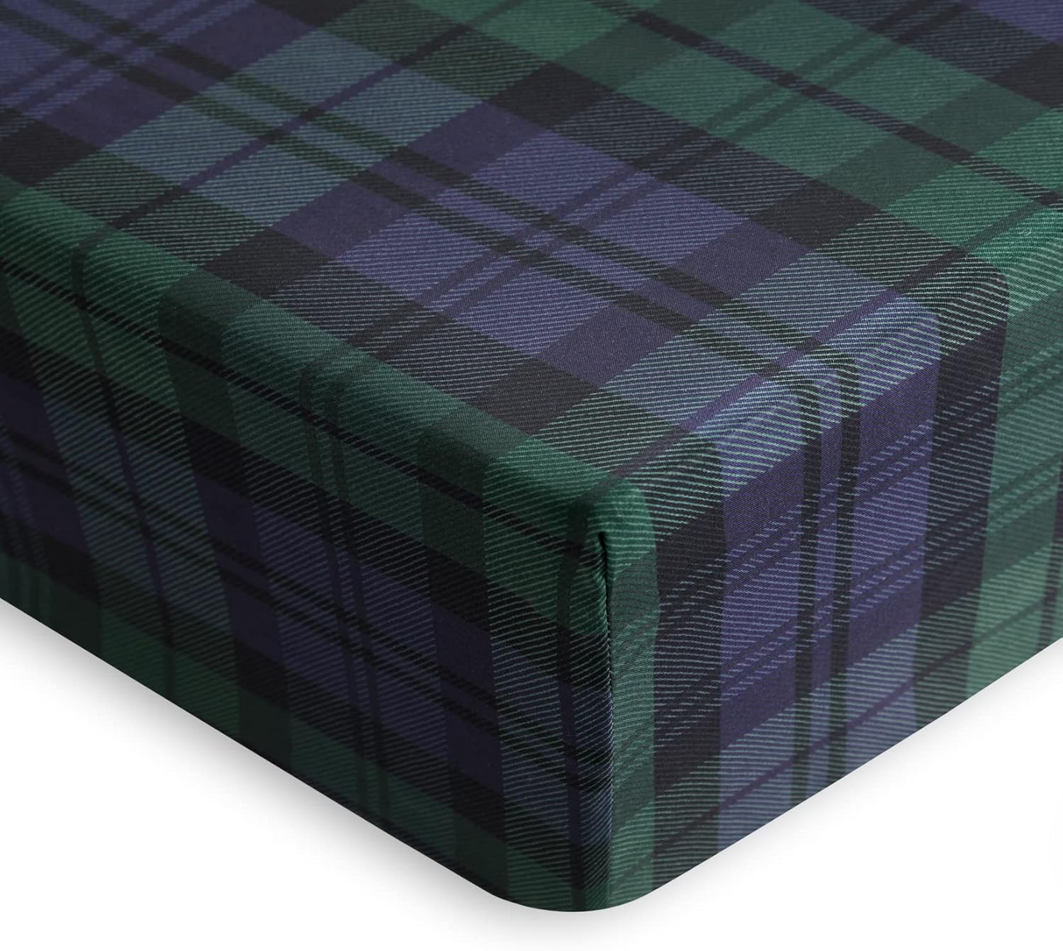 Wake In Cloud - Plaid Bed Sheets, 4-Piece Sheet Set, Scottish Tartan Christmas Geometric Vintage Check Masculine Bedding, Deep Pocket, Dark Green, King Size