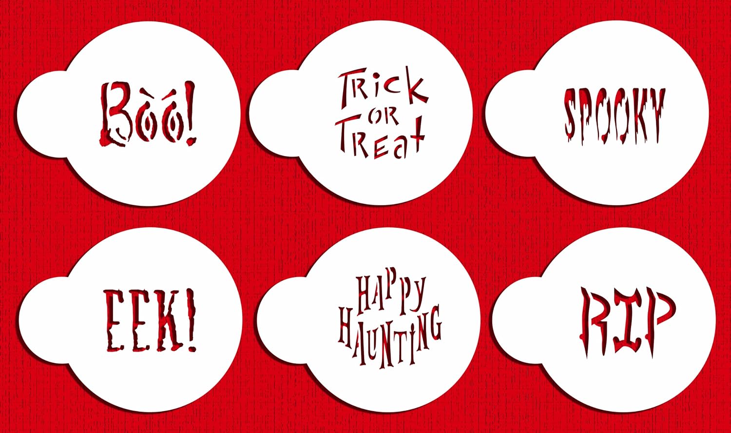 Designer Stencils Small Halloween Cookie Stencil Sayings, Beige/semi-transparent