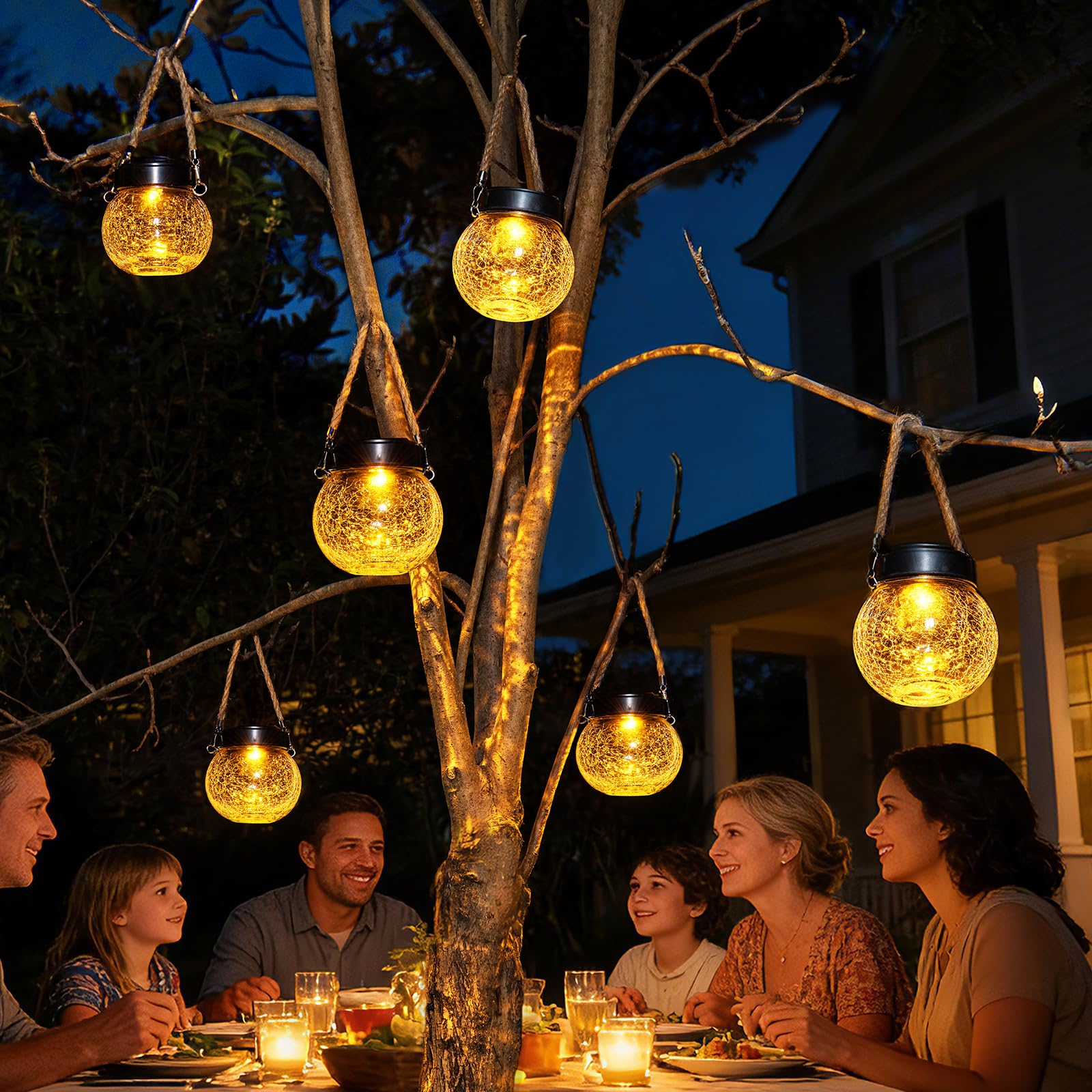 Auting Pack 2 Farolillos Solares Exterior Cristal Craquelado IP65 RGB | Dos efectos de iluminación para crear diferentes ambientes. Perfectos para árboles, balcones y zonas de reunión