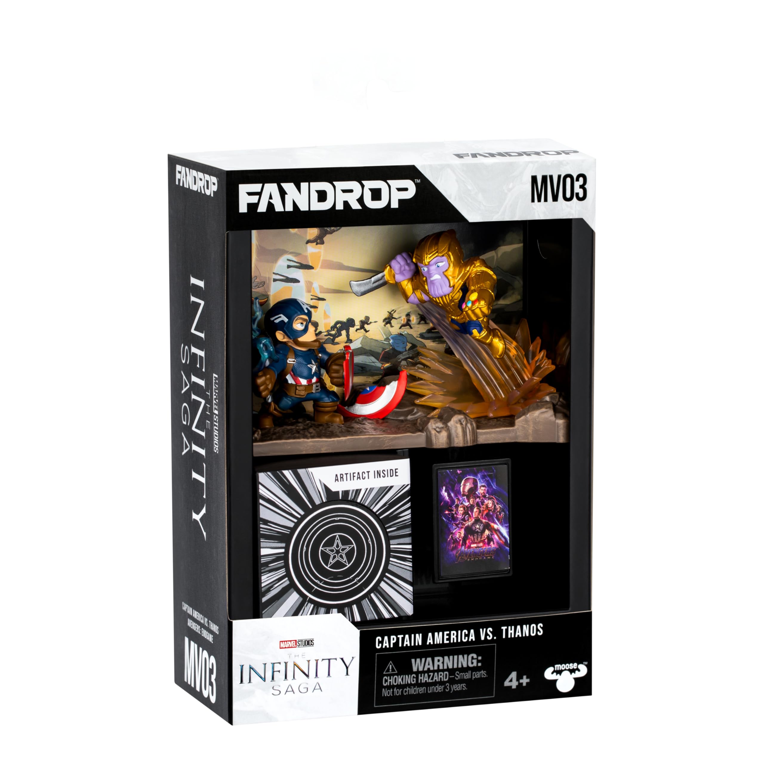 FANDROP MV03-Mavel Studios' Avengers Endgame - Captain America VS. Thanos, Combines An Epic Diorama, Artifacts & Scene Marker Creating A Display To Enhance Any Marvel Collection, 4 To Collect