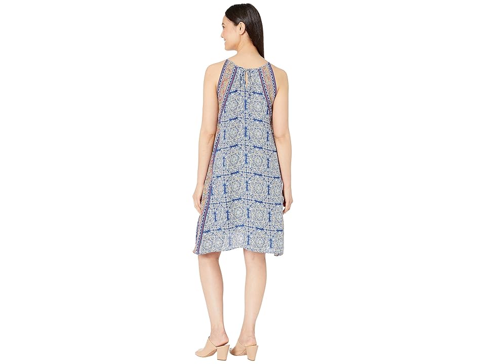 

MAXSTUDIO Printed Poly Crepe Trapeze Dress (Monaco Blue/Multi Zen Tile Panel) Women's Dress