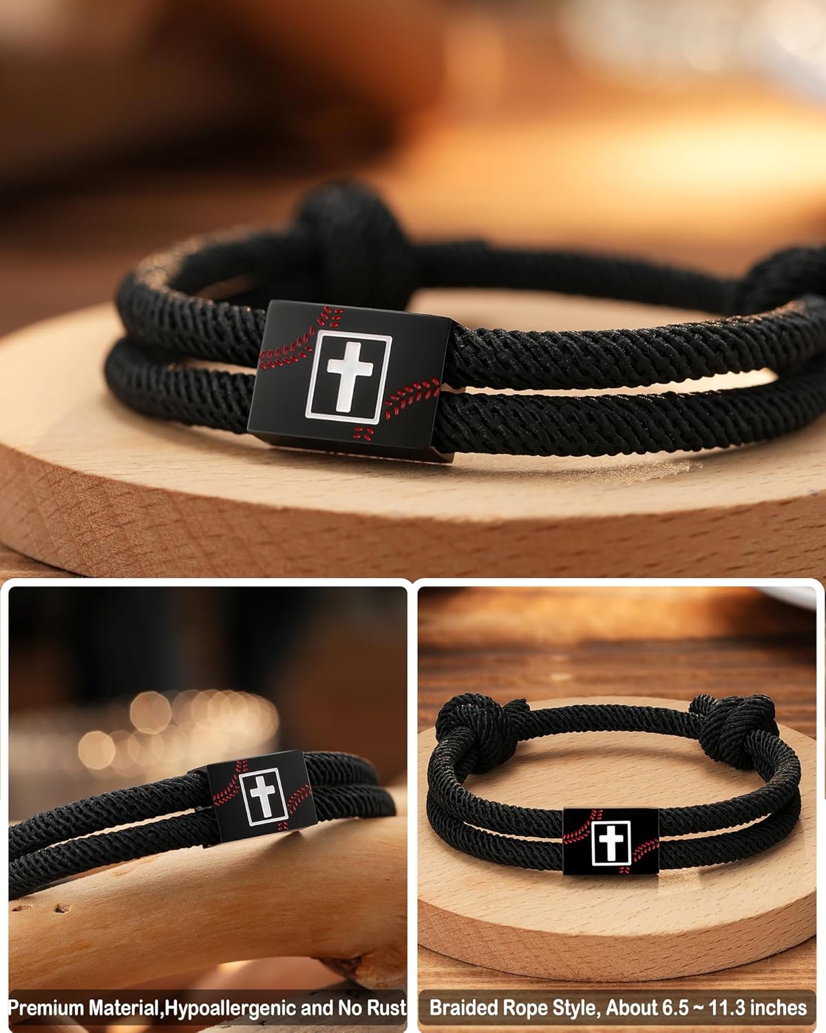 Tarsus Baseball/Football/Soccer Gifts for Boys, Faith Cross Braided Bracelet Easter Valentines Christmas Birthday Gifts for Boys Men - Image 4