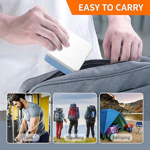 Miniatura 6 de Juego de 2 fundas cuadradas de viaje para jabón, soporte de jabón de plástico azul cielo con tapa, caja de jabón portátil con almohadilla ahorradora