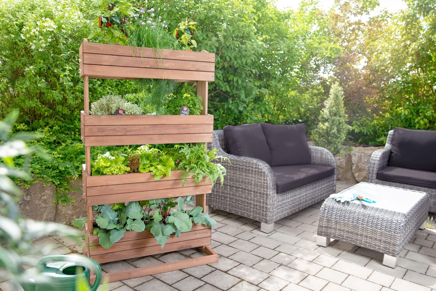 Vertikales Hochbeet 'Cube 4' aus Holz Blumenkasten Pflanzkübel Frühbeet Kräuterbeet mit Vier Etagen, Pflanztreppe für Balkon, Terrasse und Garten, 84,5 cm x 50 cm x 145 cm