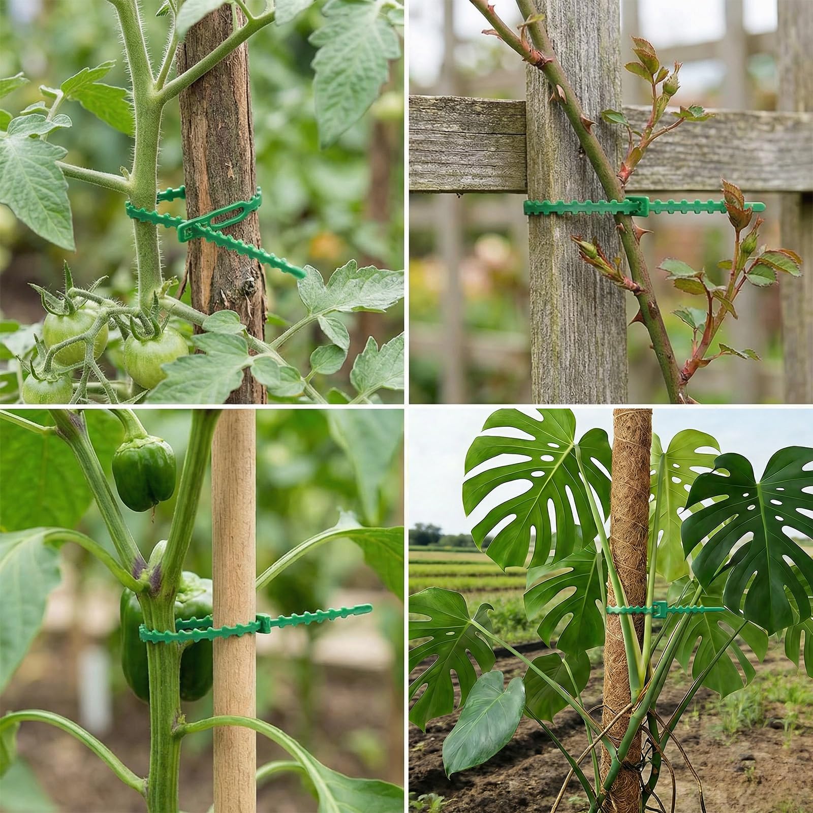 Bridas para Plantas Verde, Ajustable Lazos de Plantas, Flexible Corbata de Planta Lazos de Plantas, Multifuncional lazos de Jardinería para Cuidado del Crecimiento de Plantas Jardín (200 Piezas)