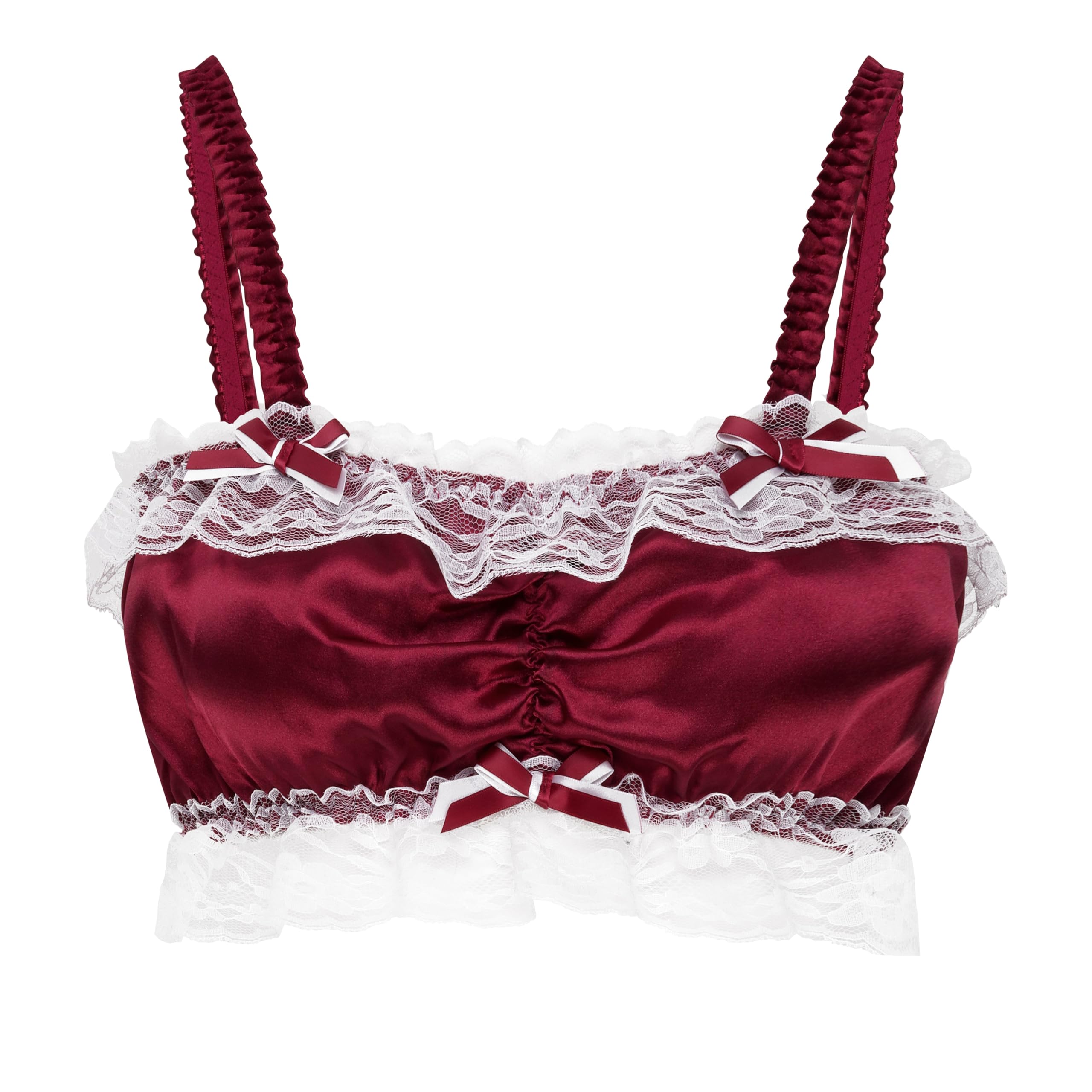 Satini Women's Wine Red Sissy Satin Fitted Bralette, L