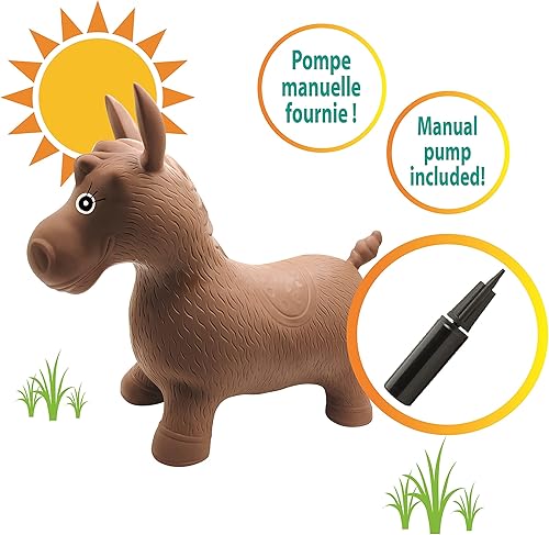 Miniatura 4 de LEXiBOOK BGP050 Caballo de salto inflable, bomba manual incluida, plástico seguro y duradero, marrón