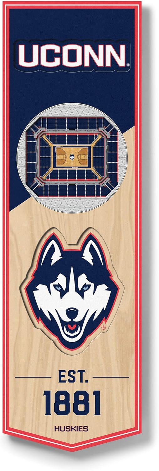 YouTheFan NCAA BB Connecticut Huskies 3D Stadium 6x19 Banner