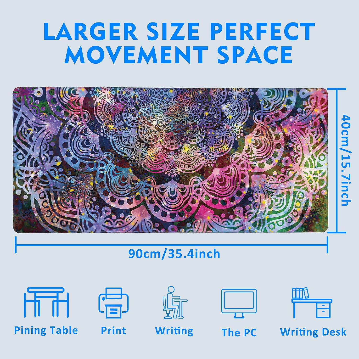 Large Mouse Pad Extended Gaming Desk Mat,Ancient Abstract Mandala Graphic Gaming Office Home Mousepad Keyboard Mouse Mat,Non-Slip Rubber Base 35.4x15.7 Inch Mousepads, U21KR-6M16-9R011 image 2