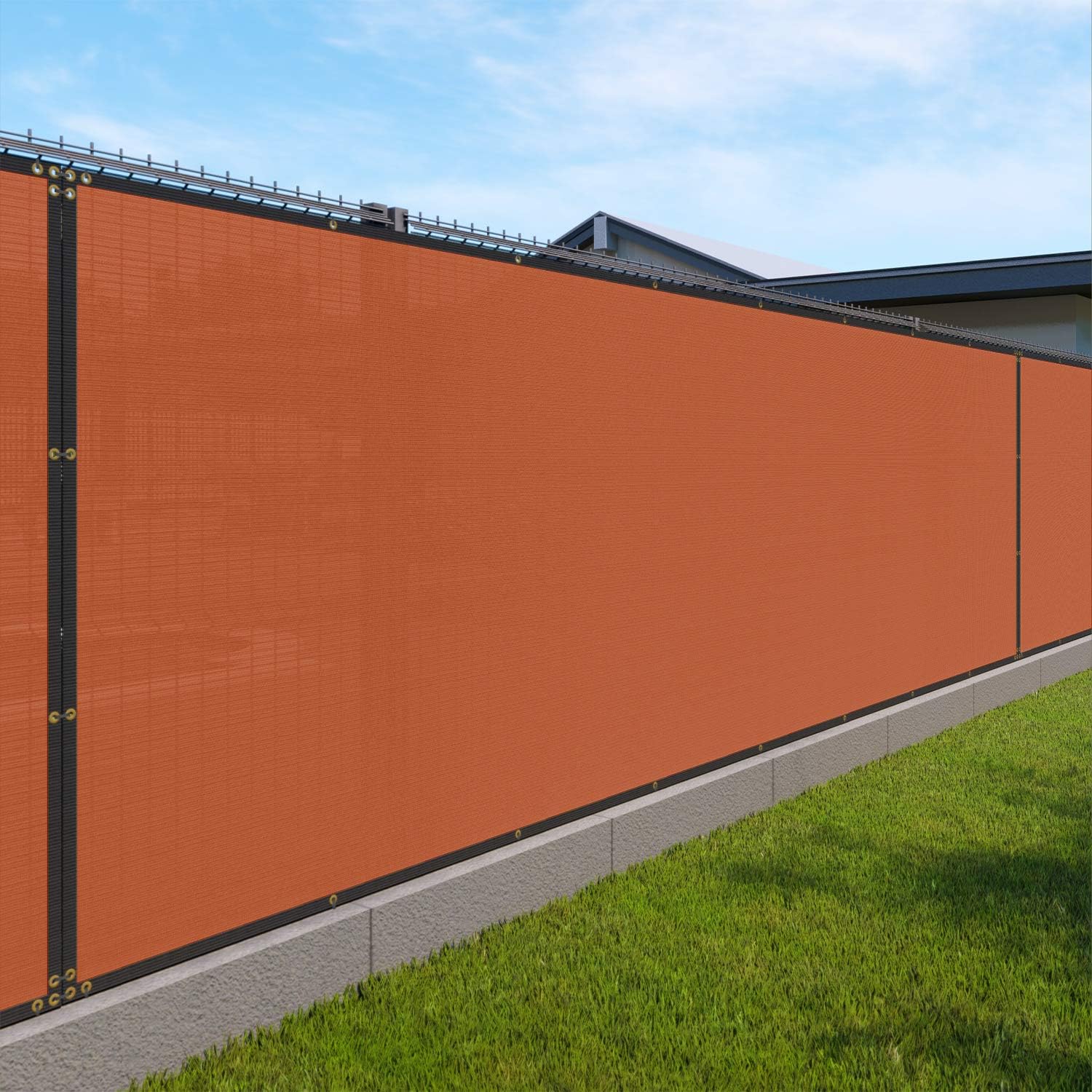 Windscreen4less Fence Privacy Screen 12' x 1' Heavy Duty Windscreen Fencing Mesh Fabric Cover for Patio Garden Backyard Lawn Carport Pool Fence, Orange