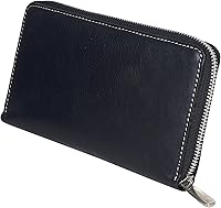Vista 1 de Leatherboss - Cartera de cuero con cremallera para mujer, tarjetero de débito, Negro -, Cartera con tarjetero