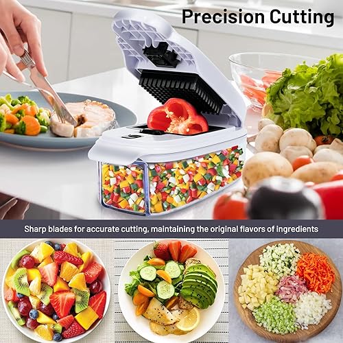 Miniatura 2 de Picador de verduras  Picador de cebolla 13 en 1  Picador de verduras con recipiente  Picador de pimienta  Cortador de verduras  Utensilios de cocina