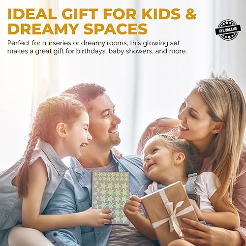 Miniatura 9 de Juego de estrellas y luna que brillan en la oscuridad, realista sin puntos ni cuadrados. Calcomanías en forma de estrella y luna, adhesivos