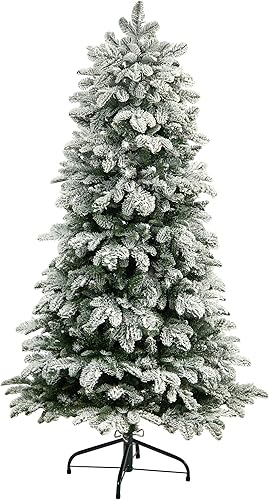Miniatura 3 de Nearly Natural Árbol de Navidad artificial de abeto de Carolina del Norte de 5 pies con 350 luces blancas cálidas y 1247 ramas flexibles
