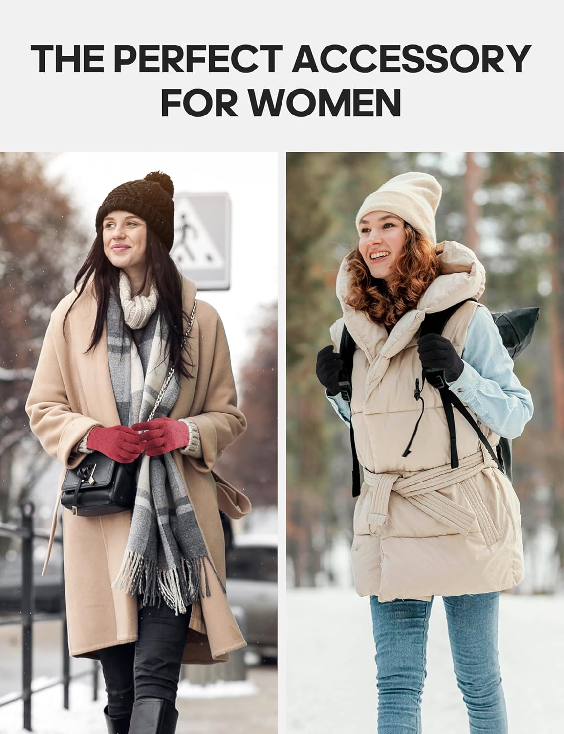 3 Pairs Women's Winter Knit Gloves Touchscreen Cold Weather Gloves Fleece Lined Gloves for Women - Image 6