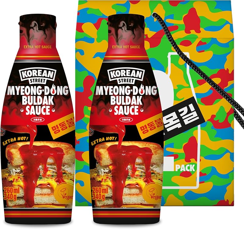[Korean Street] Koreanische Buldak Sauce Duo (340g *2) - Super Hot Korean Sauce für spicy Liebhaber - Toll für Tischtapfen Sauce - Made in Korea, Vegan & Non GMO