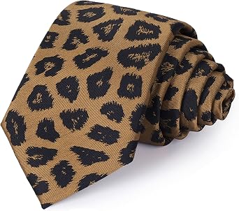 Mawjom Leopard Print and Black Polka Dot Tie Novelty Neck Ties for Women Men