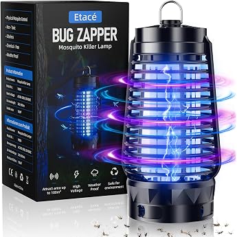 Electric Insect Killer, UV Lamp, Strong Mosquito Trap, IPX4 Waterproof Mosquito Lamp, Fly Trap with Hanging Hook for Moths, F