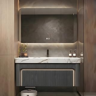 54-inch gray floating bathroom vanity
