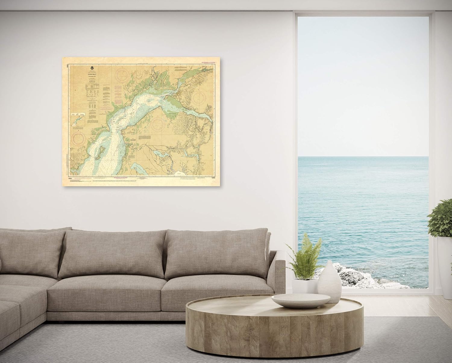 Paradise Cay Publications, Inc. Antiqued NOAA Chart 16660: Cook Inlet-Northern Part