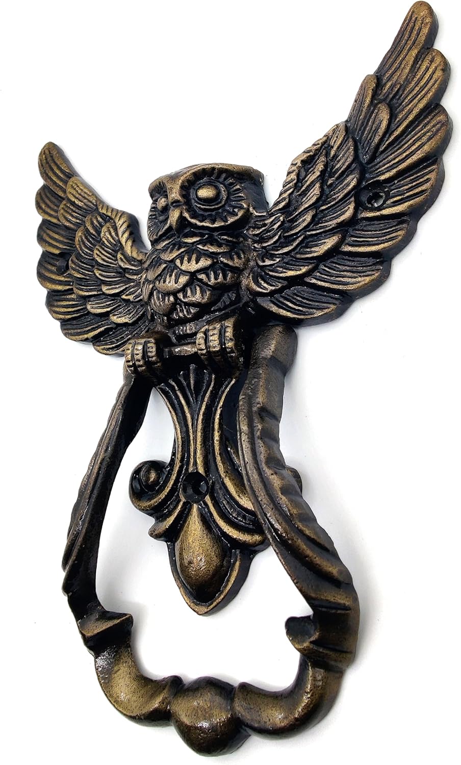 Owl Front Door Knocker, Heavy Duty, Garden/House Decor, Antique Bronze for Wooden House Farmhouse, Home Décor Accessories