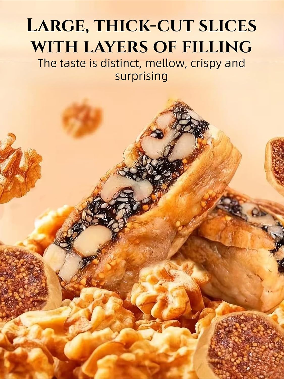 Astragalus Codonopsis Fig Pie with Walnut, Black Sesame & Mulberry, Ready to Eat Individual Packaging, Nutritious Healthy Snacks, Crispy Outside & Glutinous Inside. (509g)