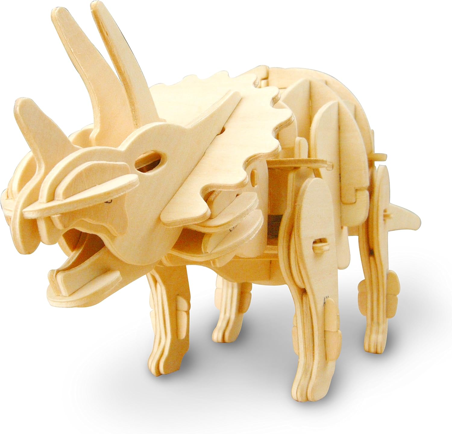 Puzzled 3D Puzzle Colorful Velociraptor Dinosaur Wood Craft Construction Kit Fun Educational Diy Wooden Dino Toy Assemble Model Pre Colored Crafting - View #3