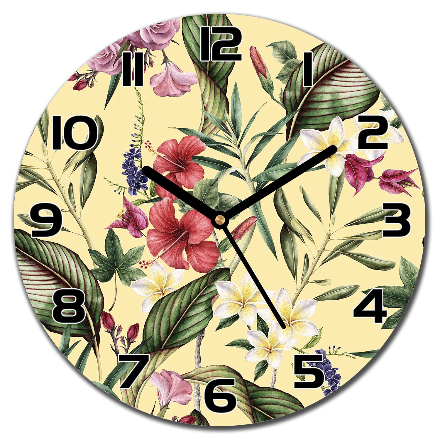 Horloge en verre murale 30 cm decoration interieure moderne Floralfield fleurs