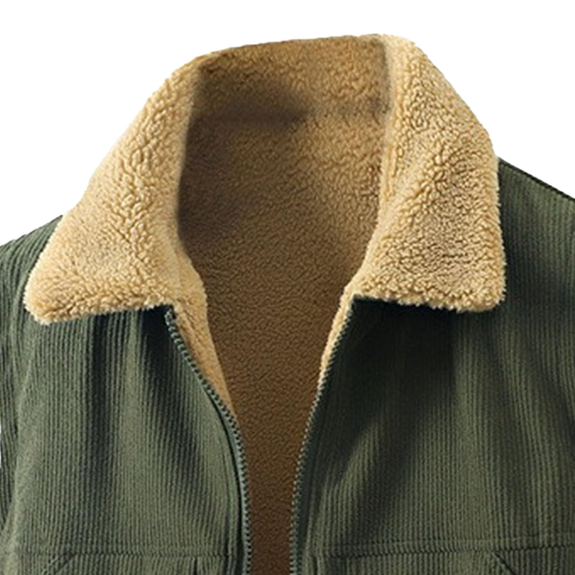 JEShifangjiusu Gilet da uomo leggero in velluto a coste cardigan con risvolto foderato in sherpa reversibile giacche comode con cerniera intera senza maniche