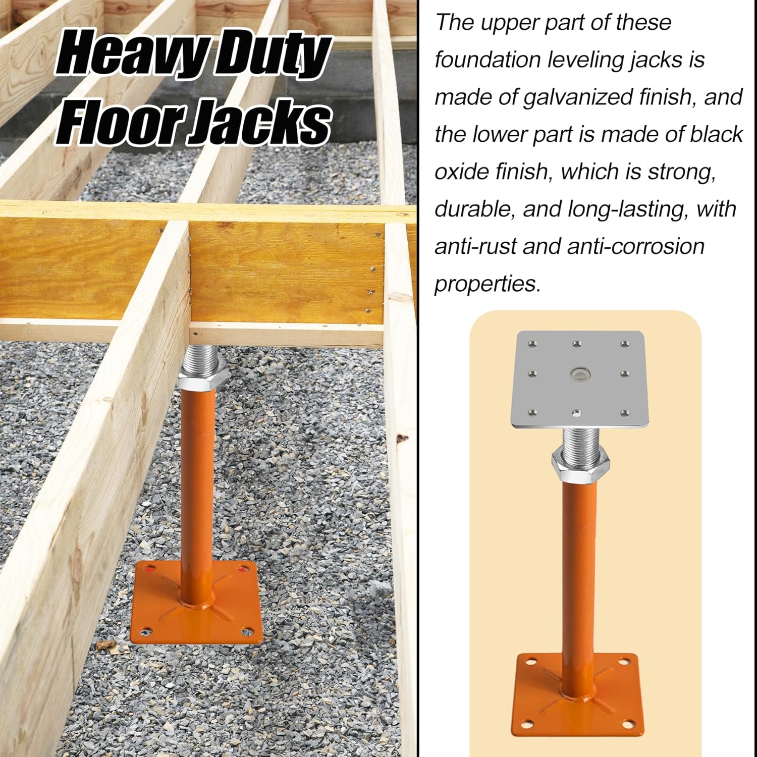Screw Jacks Floor Jacks, 11"-16" Small Floor Jack Stands, House Floor Jacks Post Pole for Leveling, Adjustable Floor Joist Support Jack for House Foundation Temporary Support