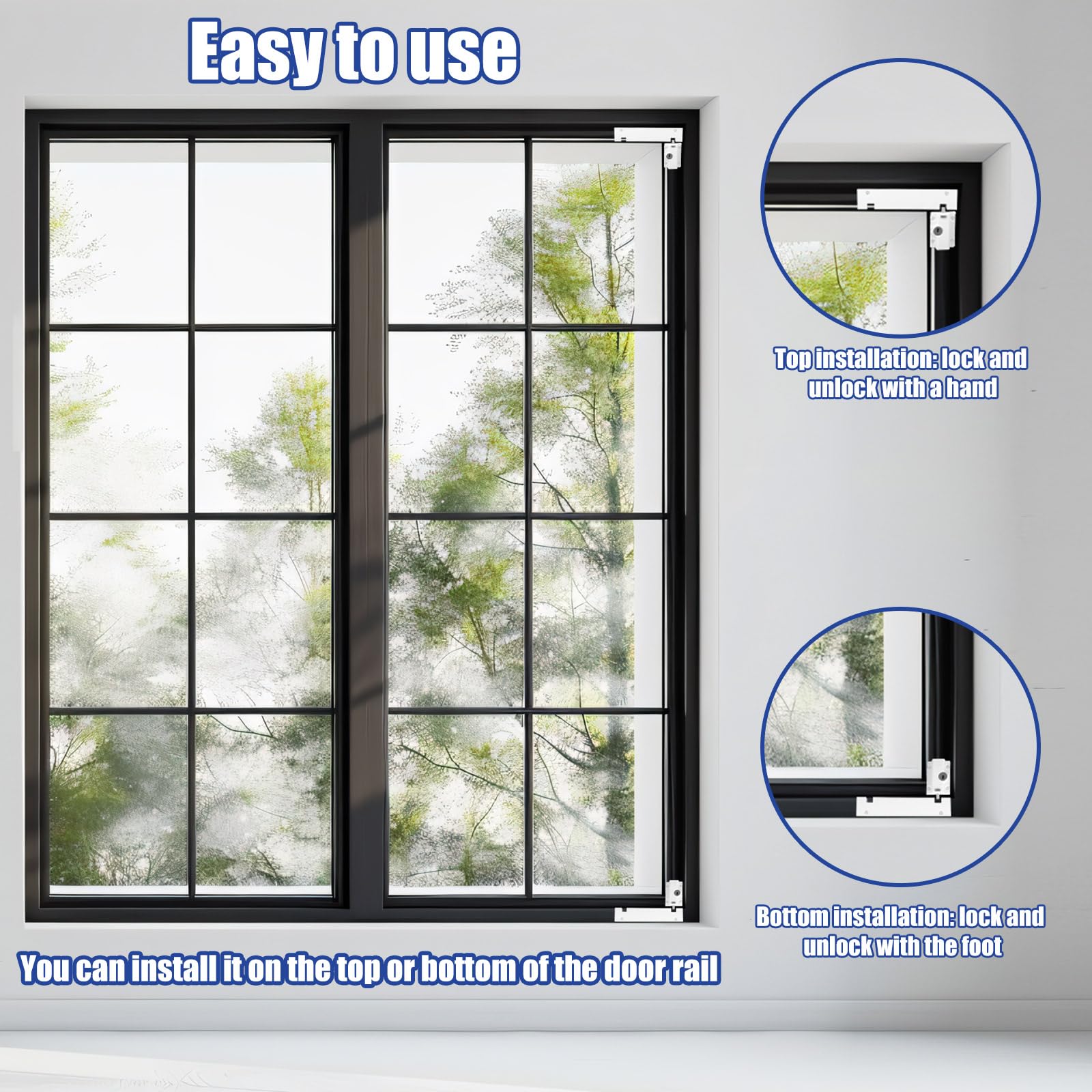 Sliding Door Lock Set – Top & Bottom Mount With Key, 2-in-1 Use For Patio, Glass & Window Security