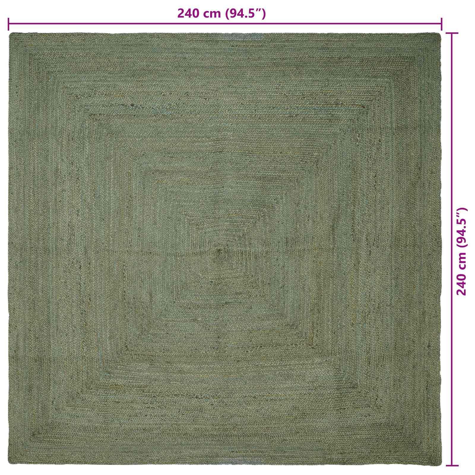 Generico Oliwkowa zieleń kwadratowa dywan 240 x 240 cm ręcznie tkana tkanina z juty, miękki i trwały, do salonu lub biura, nowoczesny przytulny design