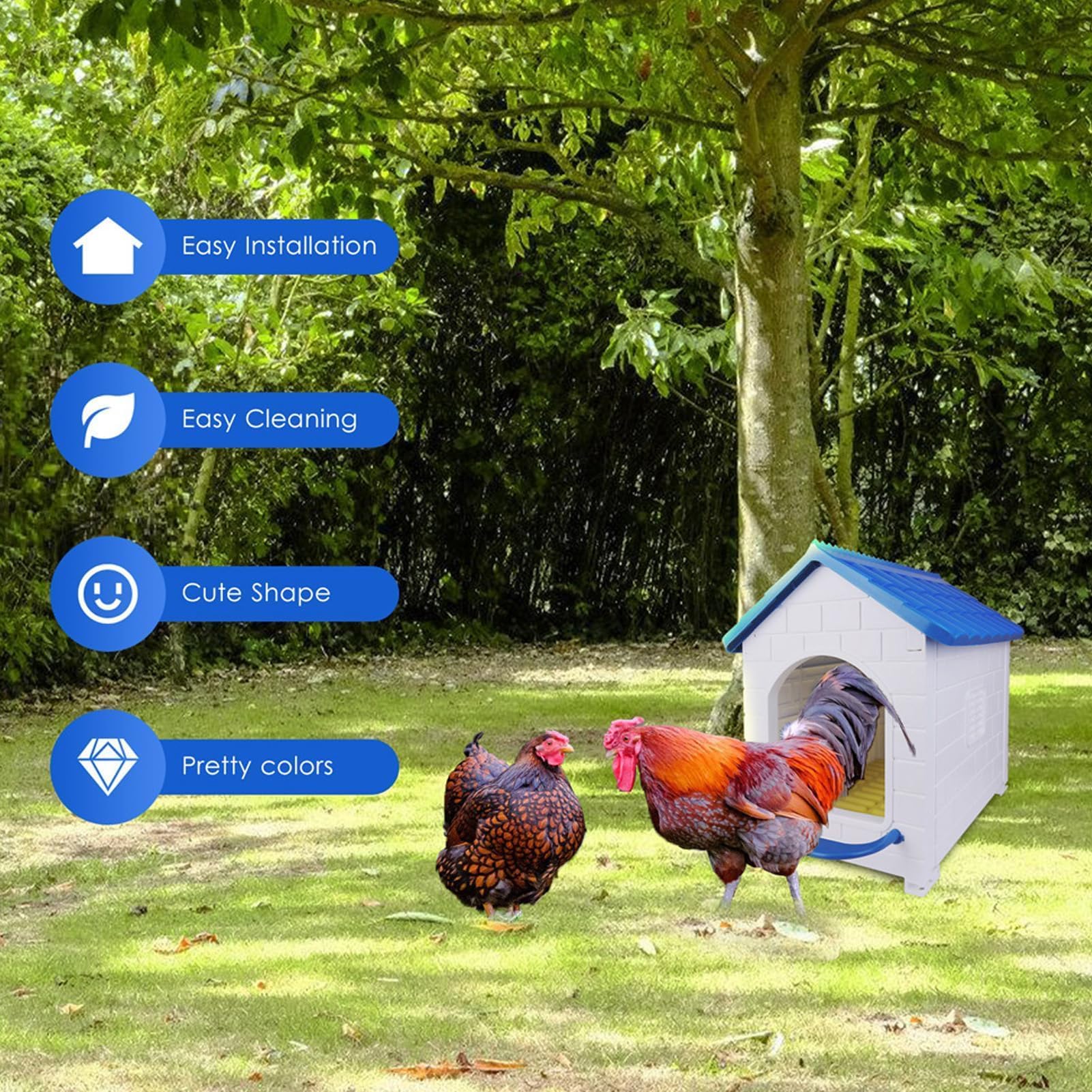 Caja Nido para Gallinas con Percha Limpiable para Pollitos, Nido para Gallinero