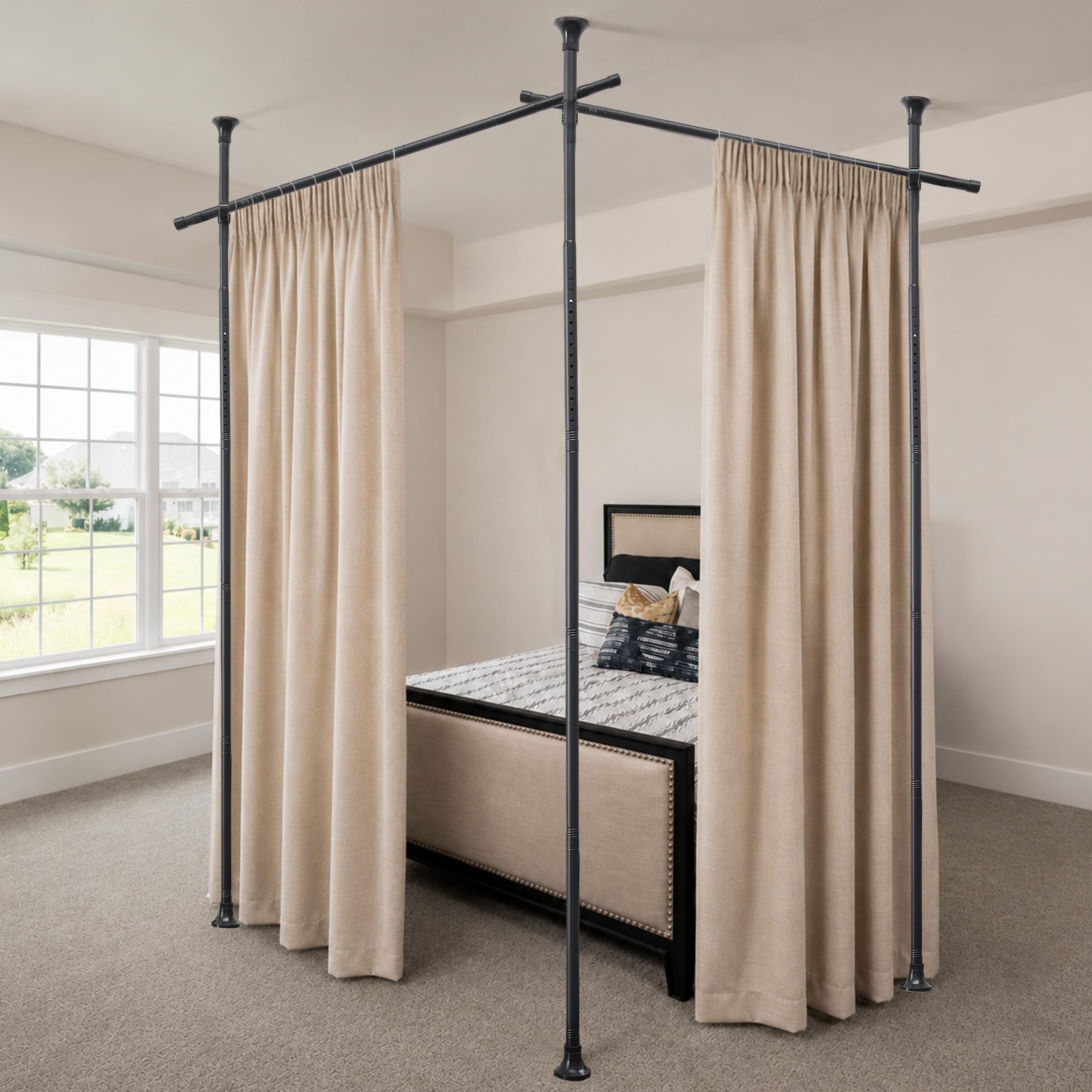 Photo 1 of HORSE SECRET Adjustable Room Divider Rod - Black