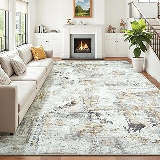 Area Rugs 9x12 Living Room, Large Soft Washable Abstract Neutral Bedroom...