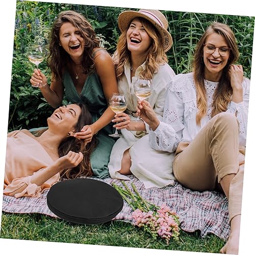 Vista 21 de DECHOUS Cojín de asiento para exteriores, cojines de silla redondos, silla plegable portátil, portátil, taburete de camping, cómodo taburete de Negro