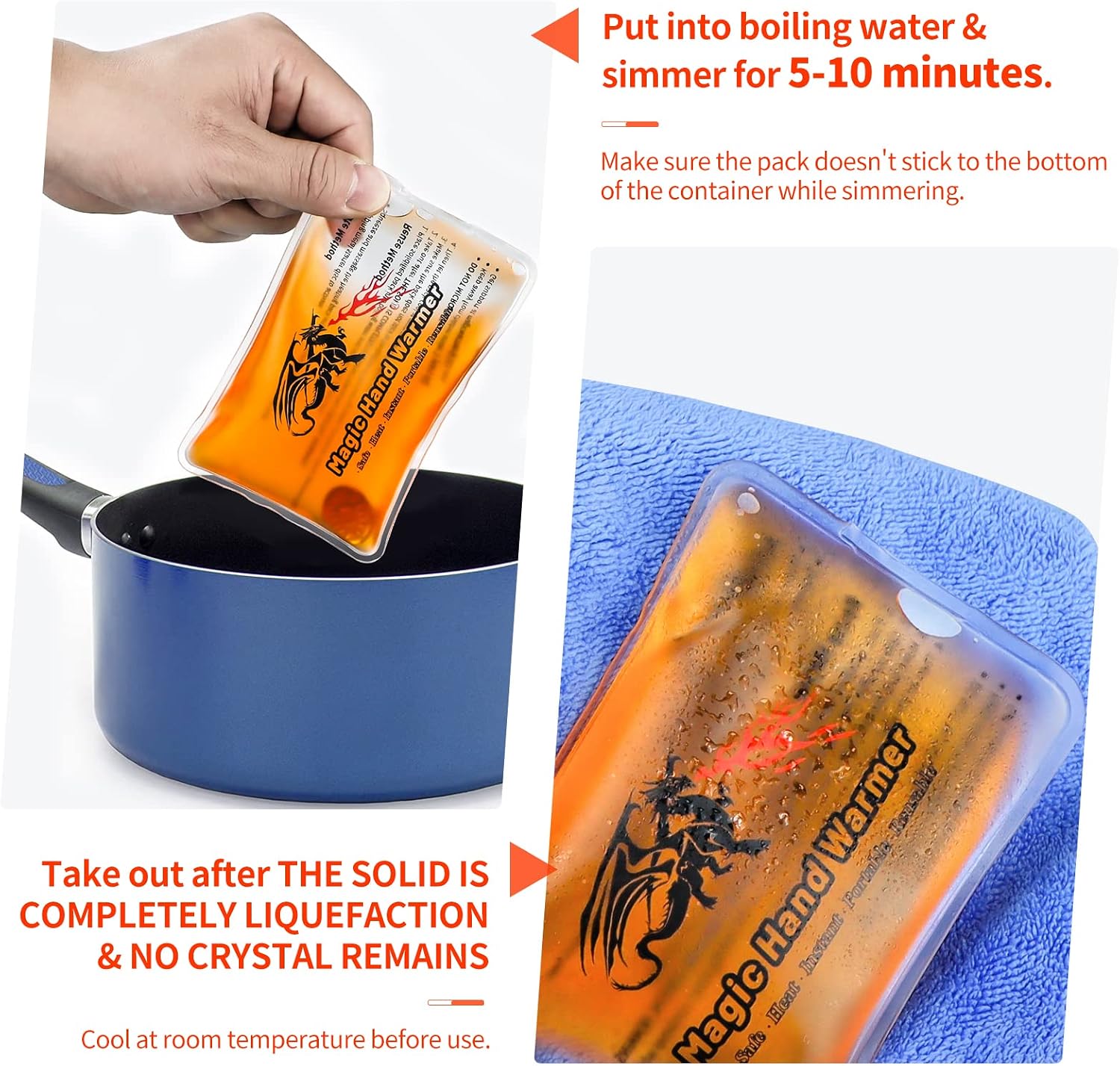 8 Pack Magic Hand Warmers, Reusable Snap Heat Packs, Reusable Pocket Hand Warmers, Portable handwarmers Used for Outdoor, Indoor, Working, Studying, Camping, Warm Gifts for Adults or Kids