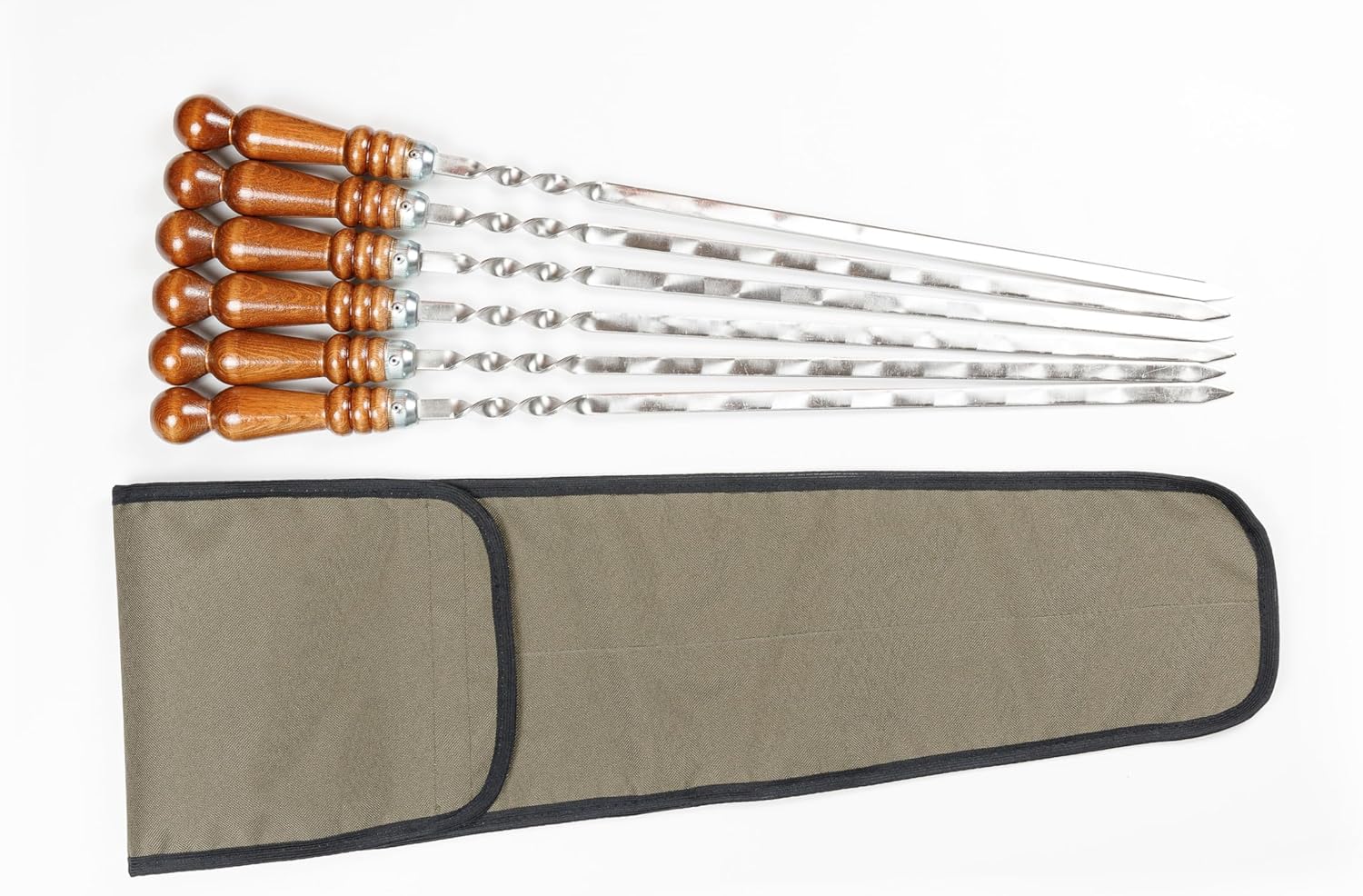 6 Pack Kebab Skewers 26 Inch BBQ Barbecue Shashlik Skewers Stainless Steel Sticks Heavy Duty Large Wide Reusable with Non Slip Wooden Handle. In a wide cover made of particularly durable material.