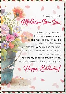 BlinkWishes Birthday Card for Mother In Law, Happy Birthday Wishes for Mother In Law Greeting Card with Envelope and Seal, Happy Birthday Gift Idea for Mother In Law Card