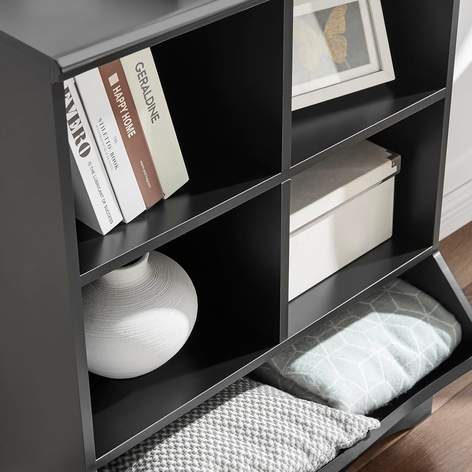 Danya B. Multi-Cubby Storage Cabinet - for Kids, Laundry, Organization, Display (Black)