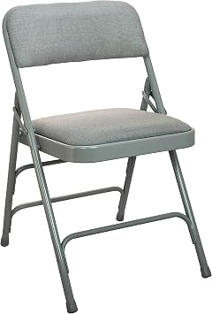 BizChair Grey Padded Metal Folding Chair - Grey 1-in Fabric Seat