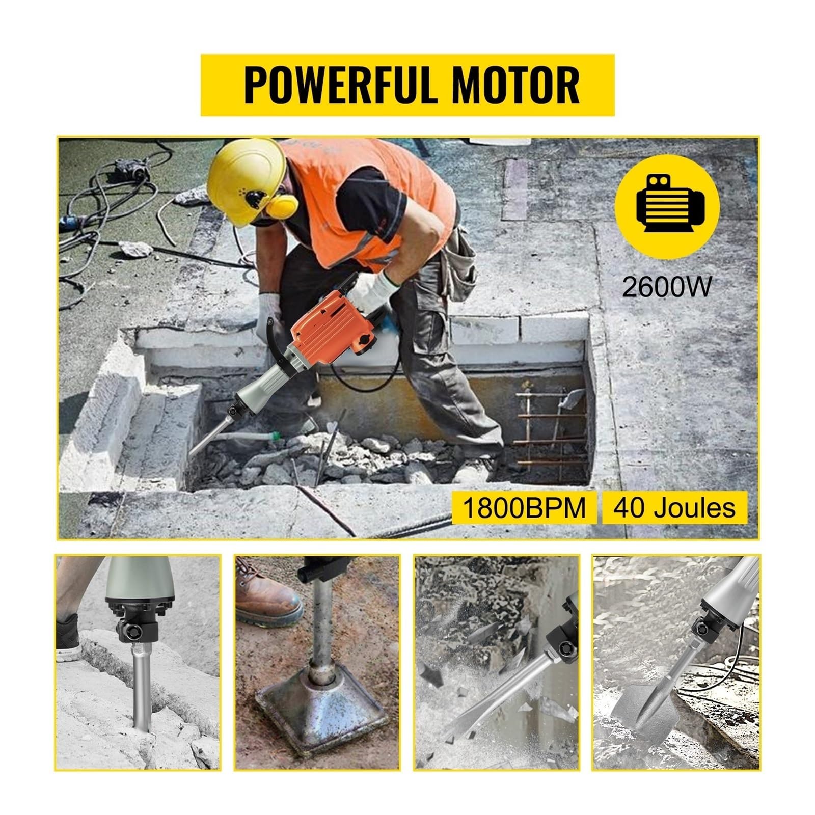 Podnośnik wyburzeniowy 2600W wielofunkcyjny młot udarowo-obrotowy z pudełkiem kruszenie betonu elektryczny młotek wiertarka udarowa(2PCS)