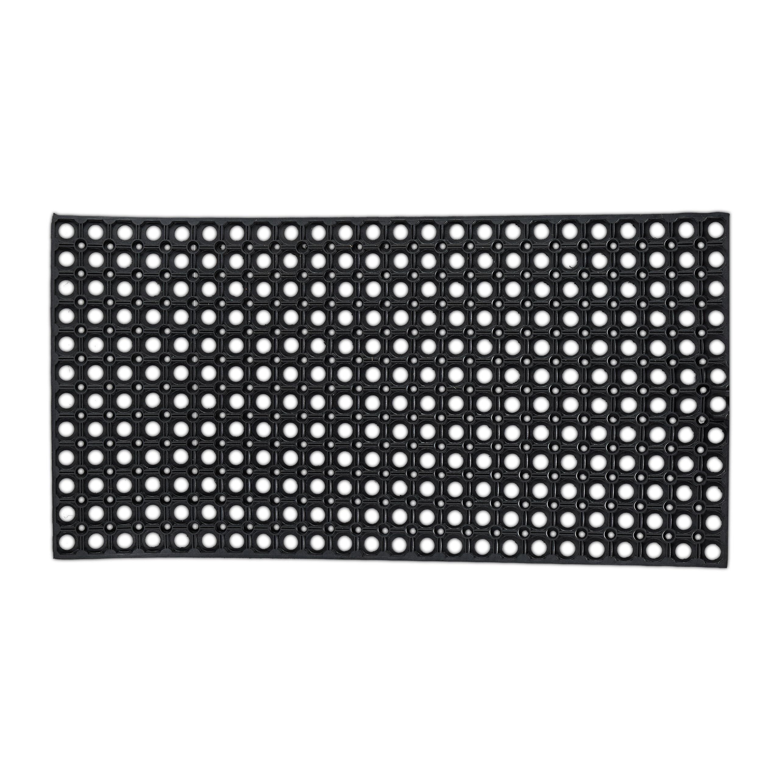 Relaxdays, Paillasson à Trous, en Caoutchouc, antidérapant, 100 x 50 cm, pour l'intérieur et l'extérieur, Noir