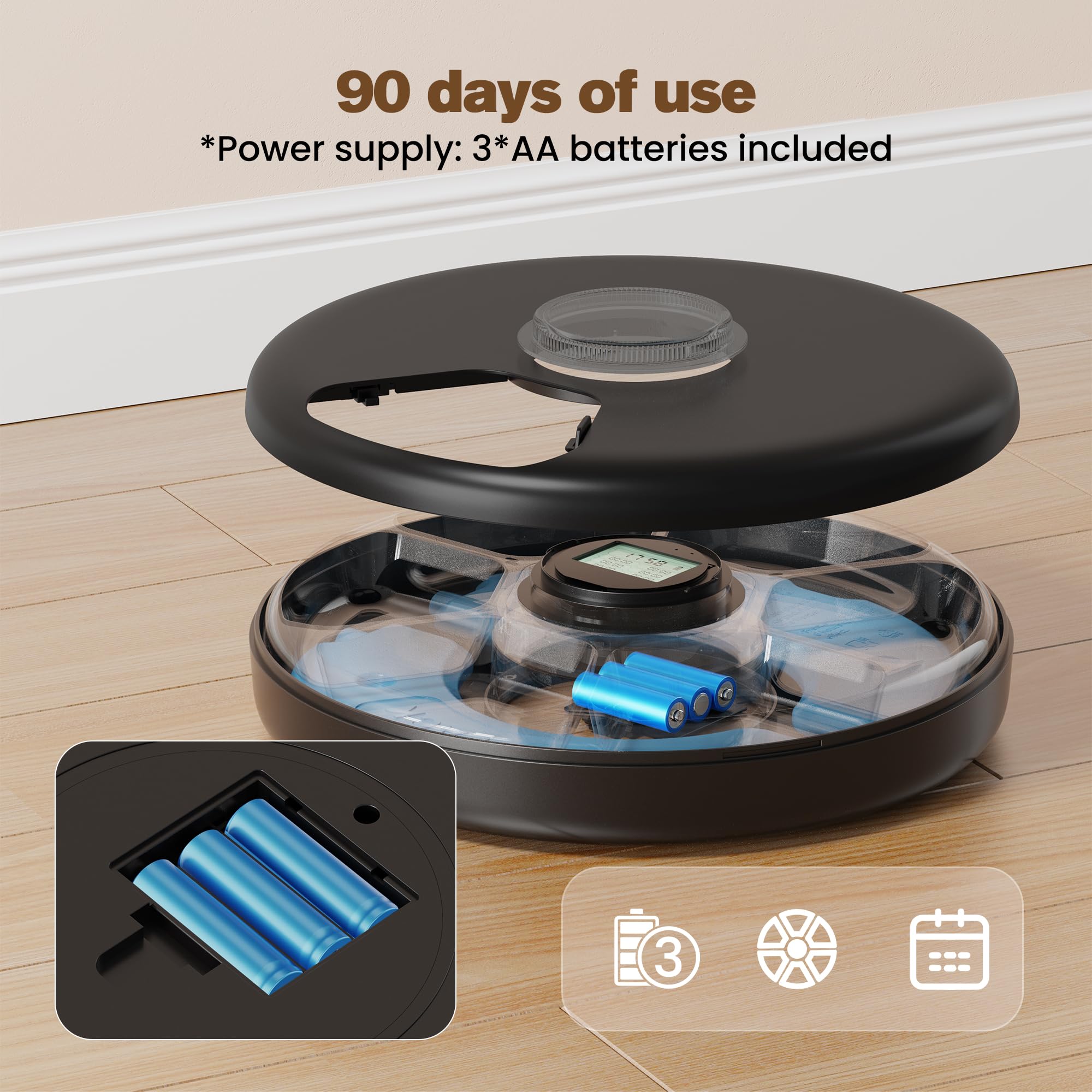 Automatic Cat Feeder Wet Food: Cordless Dog Foods Dispenser - Small Pet Fresh Food Refrigerated Container with 2 Ice Packs - Programmable Timer AA Battery Powered Kitten Feeding - 6 Meals Per Day - image 7
