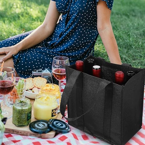 Miniatura 9 de Zerodeko 6 bolsas de vino para 6 botellas con divisor, bolsas de transporte de vino, bolsas de botella de vino, bolsas reutilizables para viajes,