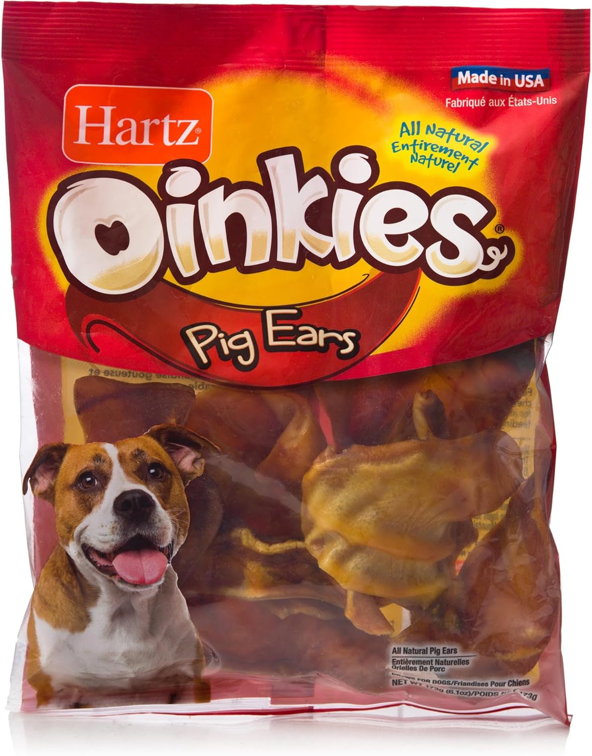 Hartz Oinkies Natural Baked Pig Ear Dog Treat Chews 6