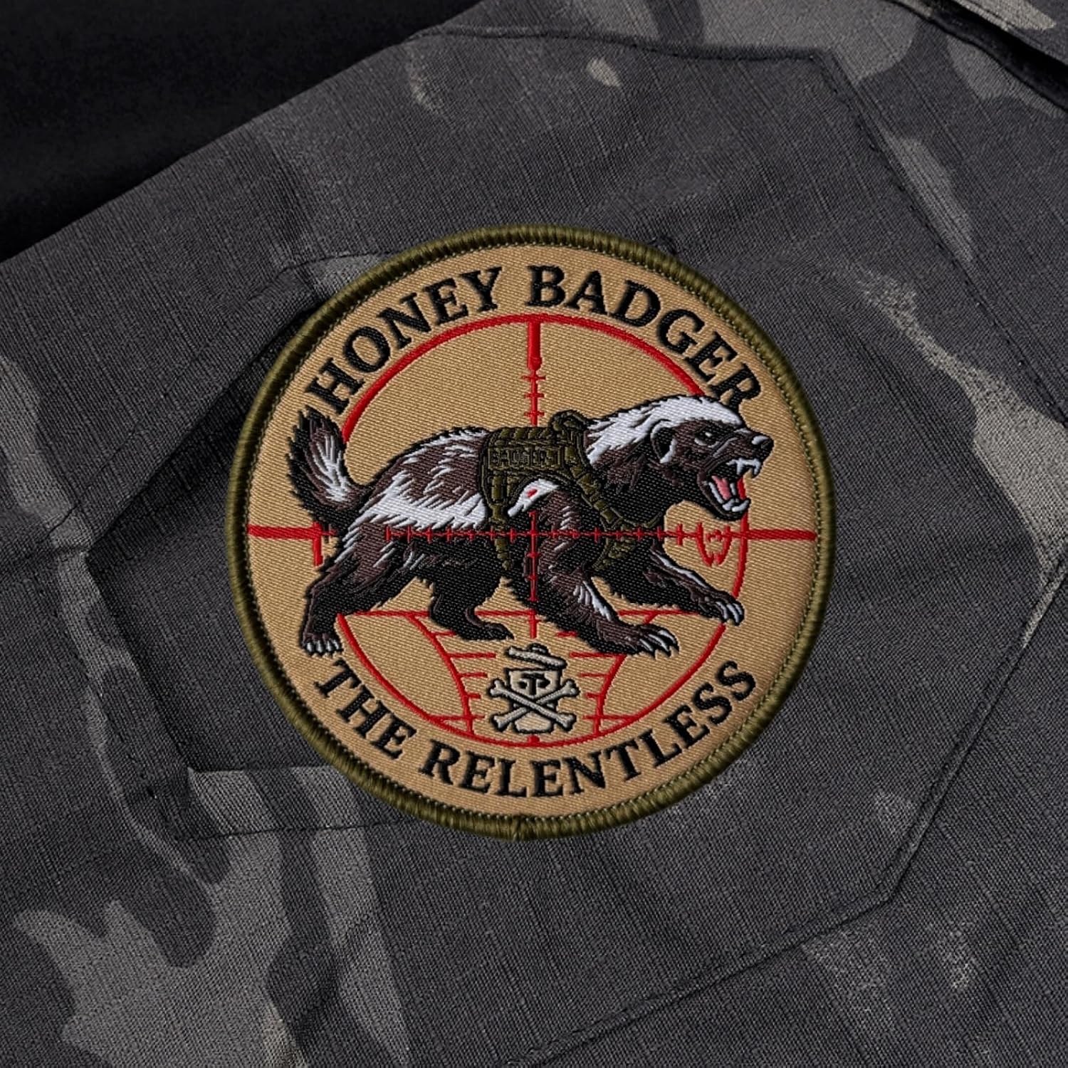 Honey Badger Woven Morale Patch Hook Loop Tactical 8x8cm Vest Backpack Gear image 2