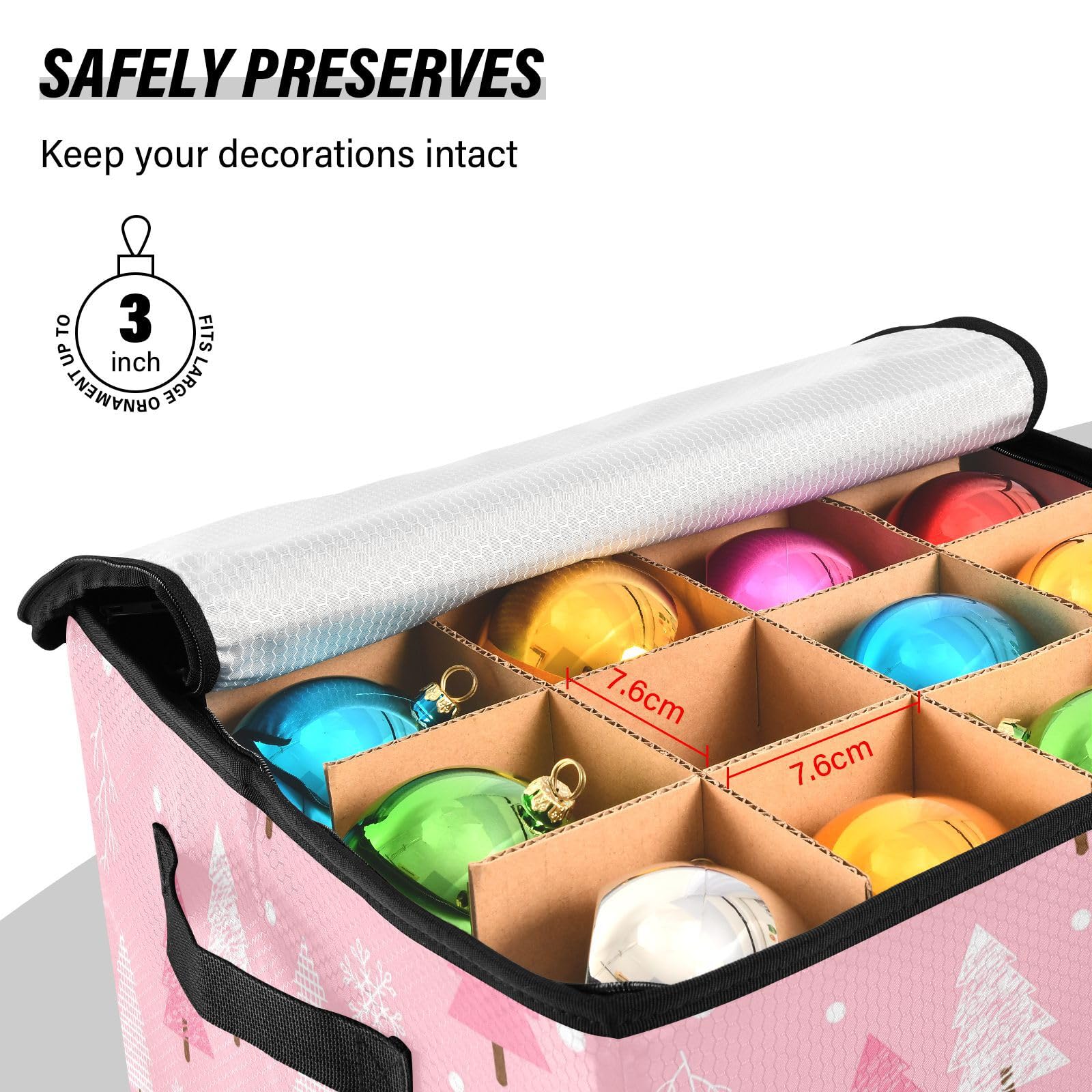 Amazon.com: Pink Christmas Tree Ornament Storage Basket Box Winter